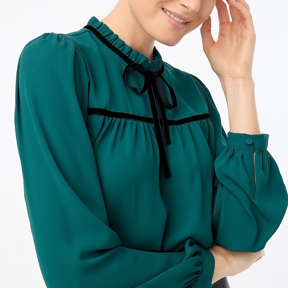 J.Crew Velvet tie-neck top - Picture 4 of 5